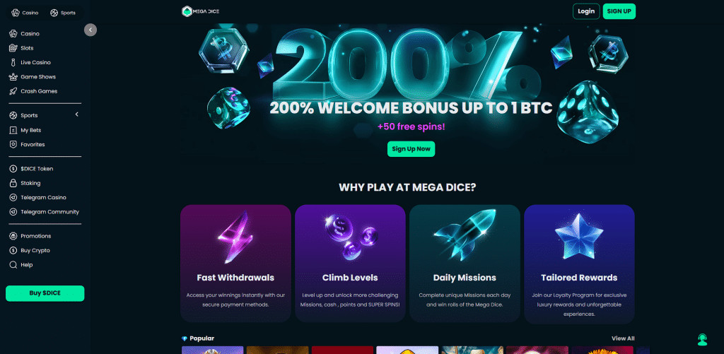 Mega Dice Front Page